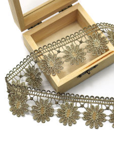 Phụ Kiện Trang Trí Ghế Sofa Thêu Ren Rỗng Vải Thủ Công DIY Khâu Vá Quần Áo Sợi Vàng Thêu Viền Nhỏ