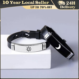 2 Pcs Sun and Moon Couple Bracelet Stainless Steel Silicone Band Bracelets for Best Friends Friendship Jewelry Gifts Stainless Steel Silicone Band Bracelet Sun and Moon Couple Bangle Men Women Best Friend Friendship Jewelry Birthday Gifts