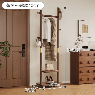 Wooden Floor Standing Clothes Rack For Bedroom Home Use