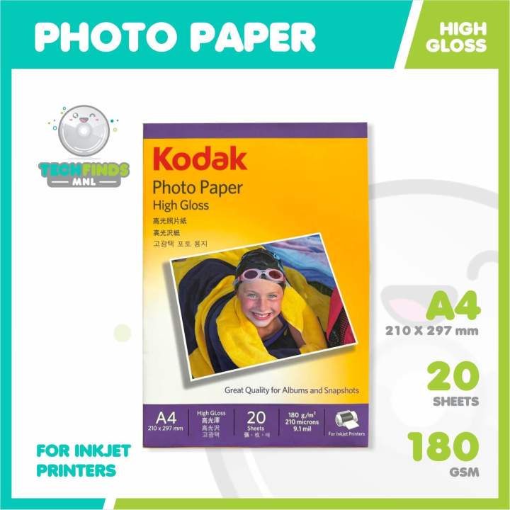 Kodak Photo Paper High Gloss A4 - 180GSM (20 SHEETS PER PACK) | Lazada PH