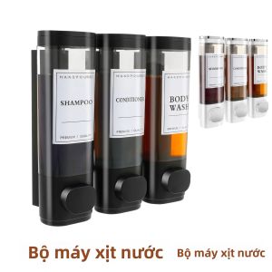 Hộp Đựng Xà Phòng Lỏng Gắn Tường Ba Đầu Khay Đựng Nước Rửa Tay Dầu Gội Sữa Tắm Bằng Nhựa Gắn Tường