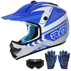 Cyril | Kids Motocross Helmet Dirt Bikes ATVs Go Kart Off Road Motorcycle Helmet with Motocross Goggles and Gloves for Child 3-12 Years