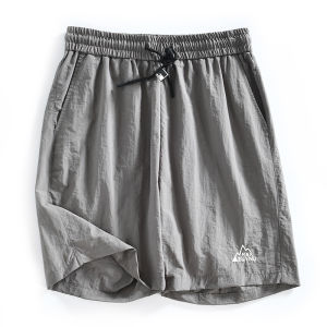 Outdoor Mens Fashionable Elastic Waist Beach Shorts Summer Sports Casual Pants Straight Leg Youth Popular Nylon Shorts