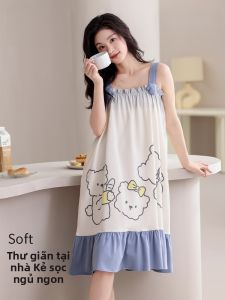 MiiOW | Váy ngủ mùa hè Catman Pure Cotton Dress dài vừa phải dễ thương cho nữ Quần áo mặc nhà phong cách ngọt ngào mùa hè 2025 Mẫu mới