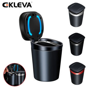 EKLEVA LED Light Car Ashtray Universal Alloy Ash Tray Aluminum Cup S mokeless Auto Ashtray Flame Retardant Cylinder Holder Box