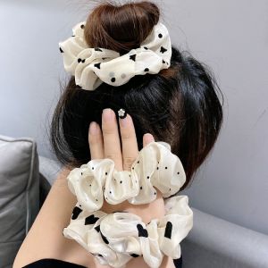 ยางรัดผมสไตล์เกาหลีสำหรับผู้หญิง ลายสีขาว แฟชั่น ยางรัดผมผ้าตาข่าย หางปลา หางแมว รัดผมแบบอเนกประสงค์