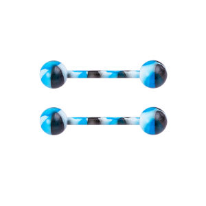 2pcs Tongue Rings Piercing Barbell Random Colorful Pattern Stainless Steel Body Piercing Jewelry 14G