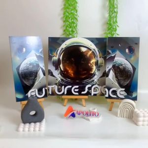 HIASAN DINDING SPACE ASTRONAUT (FULL SET ISI 3) WALL DECOR PAJANGAN DAN HIASAN DINDING POSTER KAYU RUANGAN AESTHETIC