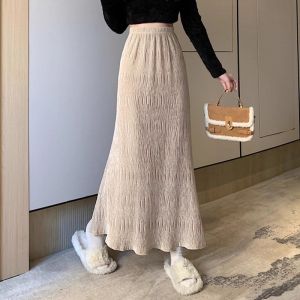 Fashionable High Waist Hugging Thickened A-line Fish Tail Skirt