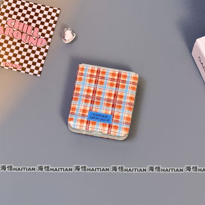 Haitian Ins Style Red And Blue Plaid Foldable Screen Phone Case Womens Protective Soft Shell Personality Unique Design for Zflip6 Pocket2 Oppo N3flip Vivoxflip