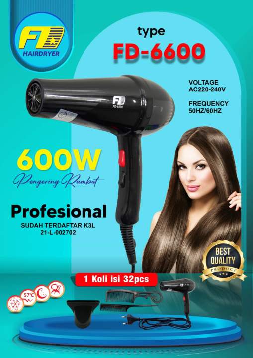 Hair dryer FD 6830 Hairdryer salon Angin Besar -4th gear: strong