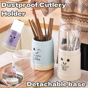 Dustproof Chopstick Holder with Cover Cylinder Rack Spoon Fork Drying Rack with Detachable Flatware Cage