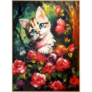 Oil Painting By Numbers Floral Cute Cat Pattern Number Drawing Canvas DIY Pictures By Numbers Home Decor