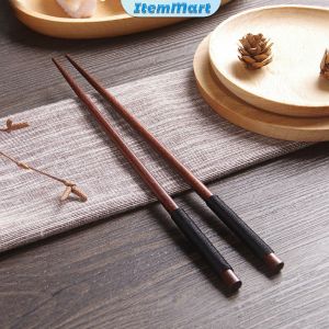 1 pair Wooden Chopsticks Japanese Style Reusable Anti-falling Chopsticks for Cooking Eating Restaurants Noodles Portable