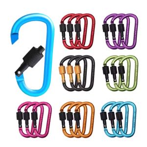 Carabiner Clips with Screw Gate 4Pcs Carabiners Hiking Clips with 7.5mm Diameter Aluminum Rod EDC Outdoor Camping Equipment Hoo