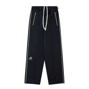 กางเกงกีฬาหลวมสไตล์ย้อนยุคสไตล์ฮิปฮอปแบบกันน้ำสำหรับกลางแจ้งสำหรับผู้ชายและผู้หญิง กางเกงขายาวทรงตรงแบบลำลองพร้อมซิป