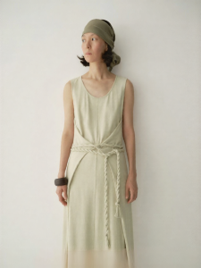 INSIS FEMME | Silk Wrap Waist Knot U-Neck Dress
