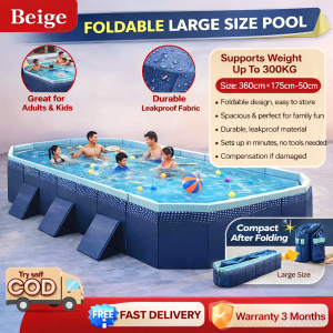 Beige Non-Inflatable Large Foldable Family Size 3.0/2.6/2.1M PVC Outdoor Party Toys Durable Foldable swimming pool Swimming Pool