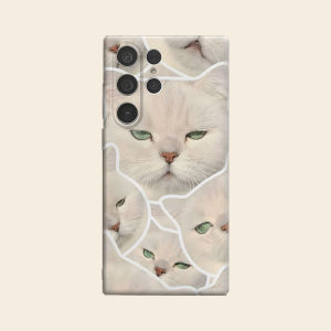 White Cat Sticker Luxury Fashion Full Lens Protective Case for Samsung Galaxy S26 S25 S24 A56 A36 Plus Ultra