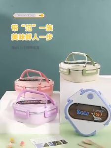 Cute Bento Box with Detachable Utensils Microwave Safe Lunch Box Food for Kids 304 Stainless Steel