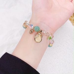 O-KAY Perhiasan wanita anti luntur gelang tridatu gelang batu gelang manik manik kristal