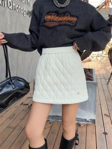 High Waist A-Line Short Skirt Womens Embroidered Cotton Lining Anti-Light Thickened Half Body Skirt Casual Style Commute
