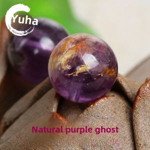 Natural Anomaly Purple Ghost Scattered Beads Dream Purple round Beads Amethyst Handmade DIY Duobao Bracelet Bracelet Accessories