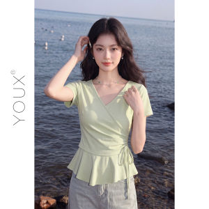 YOUXIANG | Áo Sơ Mi Ôm Body Đeo Dây Ngang Eo
