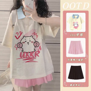 Girls Cotton POLO Shirt Short Skirt Set Summer New Cartoon Little Baqiyi Two-piece Set Trendy Short Sleeve Pure Cotton Outfit