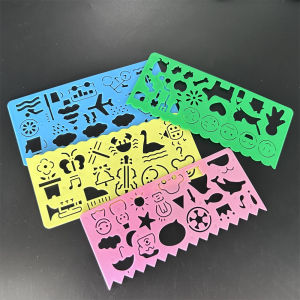 4pcs Cute Multifunctional Hollow Ruler Figure Drawing Diy Tool Diary Template School Kids Student Supplies