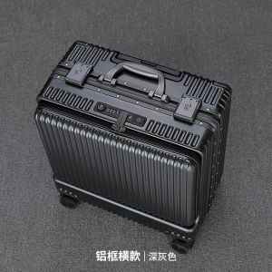 Ector Harden Aluminum Alloy Travel Suitcase Business Side Open Front Opening Multi-Function Password Box Fashionable Trendy