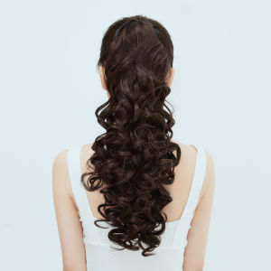 Womens Long Hair Wig Tail Fake Braid Lightweight Natural Looking Big Wave Curl High Ponytail Hair Extension Band Style