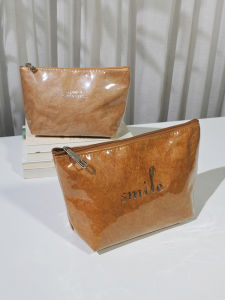 Dupont Paper Makeup Bag Tear Resistant Artistic Style Storage Bag Tyvek Aged Zipper Bag Medium Size Waterproof Light Weight