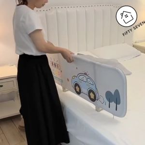 กั้นเตียงเด็ก ลายน่ารัก 100-180cm ไม่ต้องประกอบ พกพาได้ แถมฟรีกระเป๋า ฐานรูปตัว U แข็งแรง