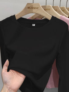 เสื้อยืดแขนยาวสีดำ ทรงสลิมฟิต สำหรับผู้หญิง แฟชั่นฤดูใบไม้ร่วง 2025 เสื้อชั้นในสไตล์เกาหลี ทรงเข้ารูป เสื้อผ้าทำงาน