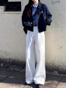 High Waist Draped Wide Leg Casual Pants Womens Loose Fitting Drapey Straight Leg Floor Length Trousers Korean Style Commute