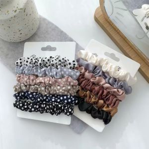 6Pcs Advanced and Elegant Minimalist Simulation Silk Hair Loop Versatile High-end Tie Hair Rope available in multiple colors