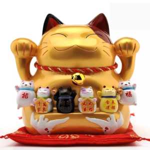 📣金石工坊 7 inch【RACE SPECAIL】GOLD / SILVER WHITE Lucky Cat Piggy Bank for Gift Shop Office Home Feng Shui  Fortune Decoration 7寸【 稀有特别款】招财猫存钱罐金色银白色风水送礼摆设家里公司店