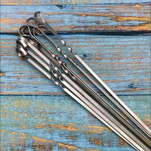 Set 12 Cây Xiên Thịt Nướng Inox Thân Dẹt Làm Xiên Que Nướng Thịt BBQ