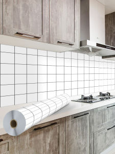 Kitchen Fireproof Wall Stickers Waterproof Moisture Proof High Temperature Resistant Oil Proof Self Adhesive Tile Wallpaper