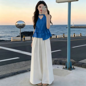 chaqi | Korean Style Ruffled Bow Sleeveless Blouse