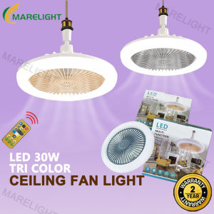 LED Ceiling Fan Light 30W E27 Light Tri Color Ceiling Fan Lamp Mute Remote Control Aromatherapy MARELIGHT