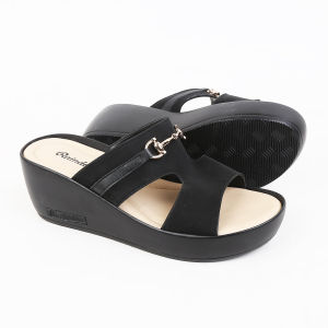 Raindoz RMH 349 - Sandal Selop Wedges Wanita Warna Hitam