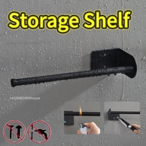 No Drilling Wall Mounted Towel Bar Stainless Steel Bathroom Kitchen Roll Paper Towel Holder Iron Material Single Layer Rack