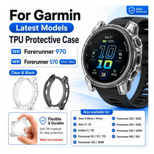 Garmin TPU Protective Case Cover For Forerunner 970 570 265 255 245 165 965 955 55 Venu 4 Venu 3 Instinct 2 Watch Case