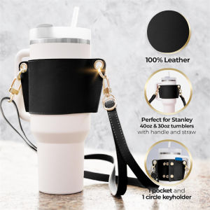 Stanley กระเป๋าคล้องไหล่แบบสะพายข้างหนัง 40 ออนซ์ สำหรับแก้วน้ำ 30 ออนซ์ Ice Bear Cup Leather Cover Multi-Function Handbag