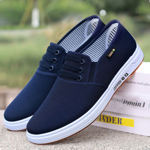 รองเท้าผ้าใบผู้ชายแบบใหม่รองเท้าผ้าสไตล์ปักกิ่งแบบเก่าแฟชั่นสไตล์เกาหลีรองเท้าผู้ชายรองเท้าผ้าแบบสวมเท้าระบายอากาศได้ดีกันลื่นแบบลําลองสําหรับคุณพ่อ