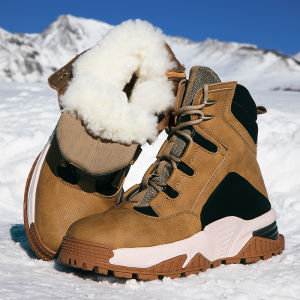 Northeast Mens Winter Snow Boots Fur Lined Thickened Warm Leather And Fur Integrated Shoes Large Size Wool Cotton Shoes