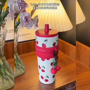 Star+ 710ml Thermos Cup WIth Foldable Straw Tumbler 316L Stainless Steel Ceramic Liner Leak-proof Insulation Mug