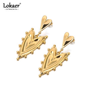 Lokaer Creative Stainless Steel Metal Heart Love Drop Dangle Earrings Anti Allergy Charm Romantic Daily Jewelry for Women E24187